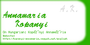 annamaria kopanyi business card